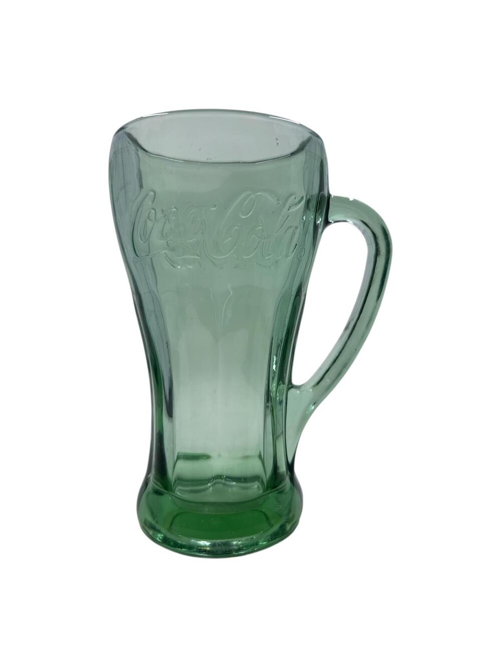 Vintage Coca-Cola Green Glass Mug with Handle